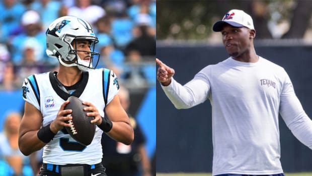 Carolina Panthers quarterback Bryce Young and Houston Texans coach DeMeco Ryans.